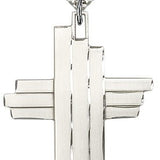 Cross Pendant, Sterling Silver - 24&quot; 2.4mm Rhodium Plate Endless Chain