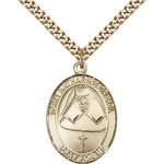 St. Katharine Drexel Medal, Gold Filled, Large - 24&quot; 2.4mm Gold Plated Chain + Clasp