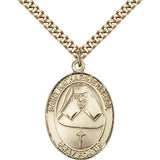 St. Katharine Drexel Medal, Gold Filled, Large - 24&quot; 2.4mm Gold Plated Chain + Clasp