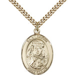 St. Sarah Medal, Gold Filled, Large - 24&quot; 2.4mm Gold Plated Chain + Clasp