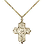 5 Way Cross Pendant, Gold Filled - Gold-tone