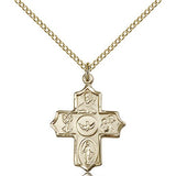 5 Way Cross Pendant, Gold Filled - Gold-tone