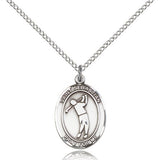 St. Sebastian Golf Medal, Sterling Silver, Medium - 18&quot; 1.2mm Sterling Silver Chain + Clasp