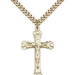 Crucifix Pendant, Gold Filled - 24&quot; 2.4mm Gold Plated Endless Chain