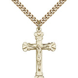 Crucifix Pendant, Gold Filled - 24&quot; 2.4mm Gold Plated Endless Chain