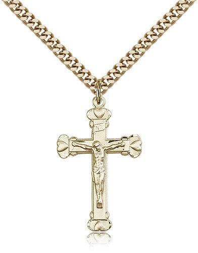 Crucifix Pendant, Gold Filled - 24&quot; 2.4mm Gold Plated Endless Chain