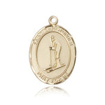 St. Christopher Skiing Medal, 14 Karat Gold, Large - 14 KT Yellow Gold