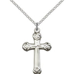 Cross Pendant, Sterling Silver - 18&quot; 1.2mm Sterling Silver Chain + Clasp