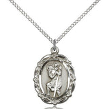 St. Christopher Medal, Sterling Silver - 18&quot; 1.2mm Sterling Silver Chain + Clasp