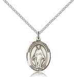 Our Lady of Lebanon Medal, Sterling Silver, Medium - 18&quot; 1.2mm Sterling Silver Chain + Clasp