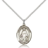 Our Lady of Lebanon Medal, Sterling Silver, Medium - 18&quot; 1.2mm Sterling Silver Chain + Clasp