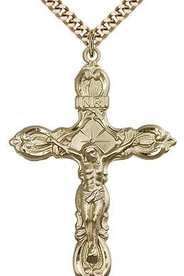 Crucifix Pendant, Gold Filled - 24&quot; 2.4mm Gold Plated Endless Chain