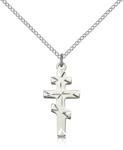 Greek Orthodox Cross Pendant, Sterling Silver - 18&quot; 1.2mm Sterling Silver Chain + Clasp