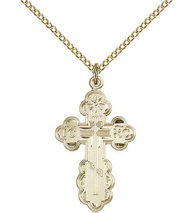 St. Olga Cross Pendant, Gold Filled - Gold-tone