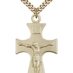 Celtic Crucifix Pendant, Gold Filled - 24&quot; 2.4mm Gold Plated Endless Chain
