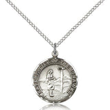 St. Kateri Medal, Sterling Silver - 18&quot; 1.2mm Sterling Silver Chain + Clasp