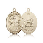 St. Brendan the Navigator/ Navy Medal, 14 Karat Gold, Large - 14 KT Yellow Gold