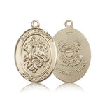 St. George Coast Guard Medal, 14 Karat Gold, Large - 14 KT Yellow Gold
