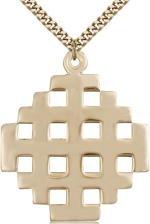 Cross Pendant, Gold Filled - 24&quot; 2.4mm Gold Plated Endless Chain