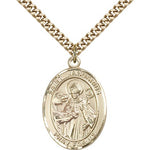 St. Januarius Medal, Gold Filled, Large - 24&quot; 2.4mm Gold Plated Chain + Clasp