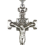 Crucifix Pendant, Sterling Silver - 24&quot; 2.4mm Rhodium Plate Endless Chain