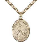 St. Maria Goretti Medal, Gold Filled, Large - 24&quot; 2.4mm Gold Plated Chain + Clasp