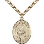 St. Bernadette Medal, Gold Filled, Large - 24&quot; 2.4mm Gold Plated Chain + Clasp