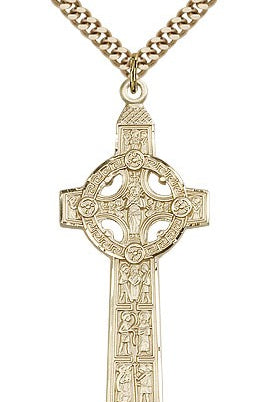Scriptures Cross Pendant, Gold Filled - 24&quot; 2.4mm Gold Plated Endless Chain