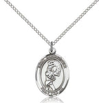 St. Christopher Softball Medal, Sterling Silver, Medium - 18&quot; 1.2mm Sterling Silver Chain + Clasp
