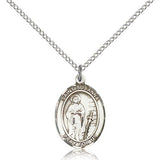 St. Susanna Medal, Sterling Silver, Medium - 18&quot; 1.2mm Sterling Silver Chain + Clasp