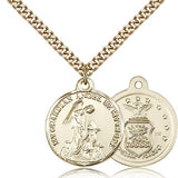 Air Force Guardain Angel Medal, Gold Filled - 24&quot; 2.4mm Gold Plated Endless Chain