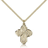 4 Way Cross Pendant, Gold Filled - Gold-tone