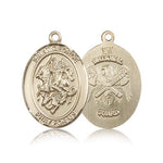 St. George National Guard Medal, 14 Karat Gold, Large - 14 KT Yellow Gold