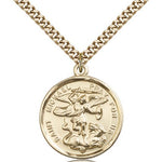 St. Michael the Archangel Medal, Gold Filled - 24&quot; 2.4mm Gold Plated Endless Chain