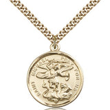 St. Michael the Archangel Medal, Gold Filled - 24&quot; 2.4mm Gold Plated Endless Chain