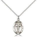 Crucifix Pendant, Sterling Silver - 18&quot; 1.2mm Sterling Silver Chain + Clasp