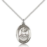 St. Honorius Medal, Sterling Silver, Medium - 18&quot; 1.2mm Sterling Silver Chain + Clasp