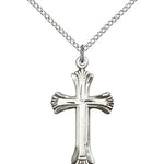 Cross Pendant, Sterling Silver - 18&quot; 1.2mm Sterling Silver Chain + Clasp