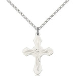 Cross Pendant, Sterling Silver - 18&quot; 1.2mm Sterling Silver Chain + Clasp