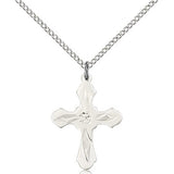 Cross Pendant, Sterling Silver - 18&quot; 1.2mm Sterling Silver Chain + Clasp