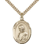 St. John Neumann Medal, Gold Filled, Large - 24&quot; 2.4mm Gold Plated Chain + Clasp