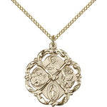 5 Way Cross Pendant, Gold Filled - Gold-tone