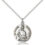 St. Gabriel of the Blessid Virgin Medal, Sterling Silver - 18&quot; 1.2mm Sterling Silver Chain + Clasp