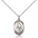 St. Sebastian Wrestling Medal, Sterling Silver, Medium - 18&quot; 1.2mm Sterling Silver Chain + Clasp