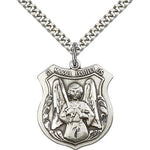 St. Michael the Archangel Medal, Sterling Silver - 24&quot; 2.4mm Rhodium Plate Endless Chain