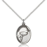 Graduation Medal, Sterling Silver - 18&quot; 1.2mm Sterling Silver Chain + Clasp