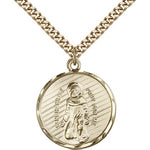 St. Perregrine Medal, Gold Filled - 24&quot; 2.4mm Gold Plated Endless Chain
