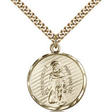 St. Perregrine Medal, Gold Filled - 24&quot; 2.4mm Gold Plated Endless Chain