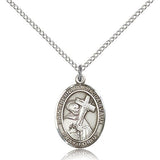 St. Bernard of Clairvaux Medal, Sterling Silver, Medium - 18&quot; 1.2mm Sterling Silver Chain + Clasp