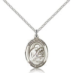 St. Aloysius Gonzaga Medal, Sterling Silver, Medium - 18&quot; 1.2mm Sterling Silver Chain + Clasp